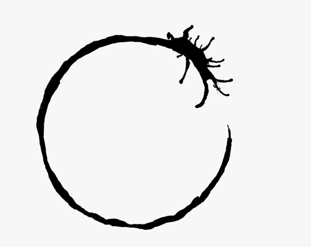 A logograph from Arrival showing a circle of black ink.